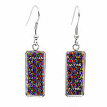 Load image into Gallery viewer, 2020 New Autism Awareness Rectangular Earring Glass Dome Square Fish Hook Earring Handmade Photo Jewelry