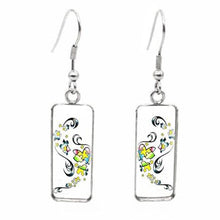 Load image into Gallery viewer, 2020 New Autism Awareness Rectangular Earring Glass Dome Square Fish Hook Earring Handmade Photo Jewelry