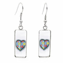 Load image into Gallery viewer, 2020 New Autism Awareness Rectangular Earring Glass Dome Square Fish Hook Earring Handmade Photo Jewelry