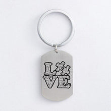 Load image into Gallery viewer, Autism Stainless Steel Keychain Jigsaw Puzzle Piece Autism Pendants Keyring DIY Jewelry Car Key Gift For Men Women