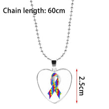 Load image into Gallery viewer, Colorful Jigsaw Puzzle Autism Awareness Hope Necklace Love Heart Shape Glass Cabochon Pendant Necklace Kids Autism Jewelry Gifts