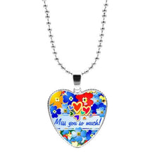 Load image into Gallery viewer, Colorful Jigsaw Puzzle Autism Awareness Hope Necklace Love Heart Shape Glass Cabochon Pendant Necklace Kids Autism Jewelry Gifts
