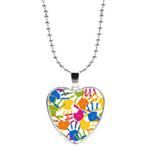 Load image into Gallery viewer, Colorful Jigsaw Puzzle Autism Awareness Hope Necklace Love Heart Shape Glass Cabochon Pendant Necklace Kids Autism Jewelry Gifts