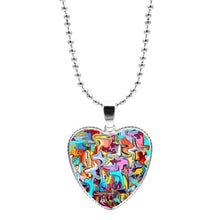 Load image into Gallery viewer, Colorful Jigsaw Puzzle Autism Awareness Hope Necklace Love Heart Shape Glass Cabochon Pendant Necklace Kids Autism Jewelry Gifts