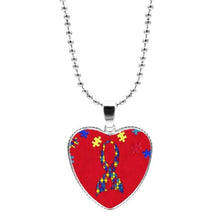 Load image into Gallery viewer, Colorful Jigsaw Puzzle Autism Awareness Hope Necklace Love Heart Shape Glass Cabochon Pendant Necklace Kids Autism Jewelry Gifts