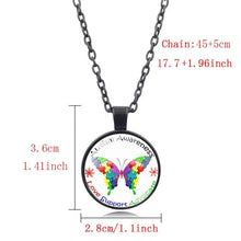 Load image into Gallery viewer, Pakutee Autism Awareness Butterfly Photo Tibet Silver Cabochon Glass Pendant Chain Necklace Women Jewelry Gift
