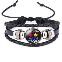 Load image into Gallery viewer, Autism My Child Is Autistic Bracelets Superhero Autism Asperger Buckle Leather Bracelet AUTISM MOM Jigsaw Bracelet