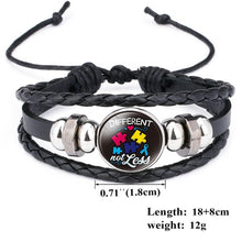 Load image into Gallery viewer, Autism My Child Is Autistic Bracelets Superhero Autism Asperger Buckle Leather Bracelet AUTISM MOM Jigsaw Bracelet