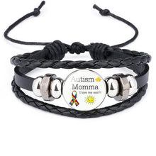 Load image into Gallery viewer, Autism My Child Is Autistic Bracelets Superhero Autism Asperger Buckle Leather Bracelet AUTISM MOM Jigsaw Bracelet