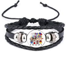 Load image into Gallery viewer, Autism My Child Is Autistic Bracelets Superhero Autism Asperger Buckle Leather Bracelet AUTISM MOM Jigsaw Bracelet