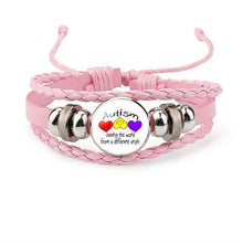 Load image into Gallery viewer, Autism My Child Is Autistic Bracelets Superhero Autism Asperger Buckle Leather Bracelet AUTISM MOM Jigsaw Bracelet