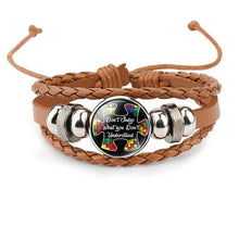 Load image into Gallery viewer, Autism My Child Is Autistic Bracelets Superhero Autism Asperger Buckle Leather Bracelet AUTISM MOM Jigsaw Bracelet