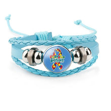 Load image into Gallery viewer, Autism My Child Is Autistic Bracelets Superhero Autism Asperger Buckle Leather Bracelet AUTISM MOM Jigsaw Bracelet
