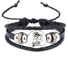 Load image into Gallery viewer, Autism My Child Is Autistic Bracelets Superhero Autism Asperger Buckle Leather Bracelet AUTISM MOM Jigsaw Bracelet