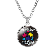 Load image into Gallery viewer, Autism Red Ribbon Puzzle Pendants Cabochon Glass Dome Necklace New Arrival Caring theme Handmade Long Chains Necklaces Jewelry