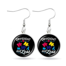 Load image into Gallery viewer, Autism Awareness Earrings Puzzle Drop Earrings Glass Dome Art Picture Fish Hook Earrings Souvenir Handmade Gift Jewelry