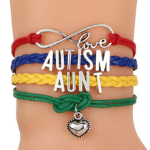 Load image into Gallery viewer, Unisex Letter Autism Silver Pendant Love Heart Woven Charm Bracelet Bradied Men Jewelry Mom Nana Sister