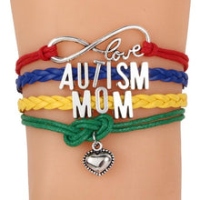 Load image into Gallery viewer, Unisex Letter Autism Silver Pendant Love Heart Woven Charm Bracelet Bradied Men Jewelry Mom Nana Sister