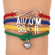 Load image into Gallery viewer, Unisex Letter Autism Silver Pendant Love Heart Woven Charm Bracelet Bradied Men Jewelry Mom Nana Sister
