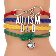 Load image into Gallery viewer, Unisex Letter Autism Silver Pendant Love Heart Woven Charm Bracelet Bradied Men Jewelry Mom Nana Sister