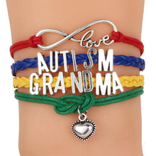 Load image into Gallery viewer, Unisex Letter Autism Silver Pendant Love Heart Woven Charm Bracelet Bradied Men Jewelry Mom Nana Sister
