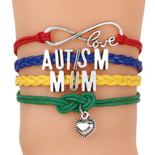 Load image into Gallery viewer, Unisex Letter Autism Silver Pendant Love Heart Woven Charm Bracelet Bradied Men Jewelry Mom Nana Sister