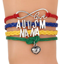 Load image into Gallery viewer, Unisex Letter Autism Silver Pendant Love Heart Woven Charm Bracelet Bradied Men Jewelry Mom Nana Sister