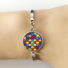 Load image into Gallery viewer, Pakutee Autism Heart bracelet colorful Autism Awareness Puzzle Pieces charm bracelets women jewelery Take Care of autism