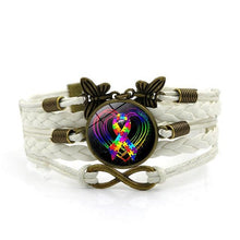 Load image into Gallery viewer, Autism Awareness Heart Charm Bracelets for Women Fashion Glass Cabochon Butterfly Infinity Jewelry Multilayer Leather Bracelet