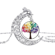 Load image into Gallery viewer, Pakutee Autism Colorful Puzzle Tree Symbol Sliver Moon Necklace Take Care Of Autism Spread Love Necklace Kids Jewelry Accessories