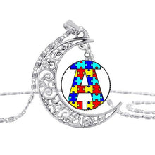 Load image into Gallery viewer, Pakutee Autism Colorful Puzzle Tree Symbol Sliver Moon Necklace Take Care Of Autism Spread Love Necklace Kids Jewelry Accessories