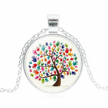 Load image into Gallery viewer, Autism Awareness Tree of Life Photo Glass Cabochon Pendant Necklace Tibet Silver Chain Necklace Men Women Love Gift
