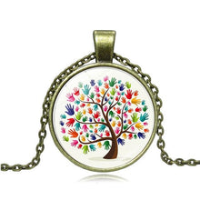 Load image into Gallery viewer, Autism Awareness Tree of Life Photo Glass Cabochon Pendant Necklace Tibet Silver Chain Necklace Men Women Love Gift