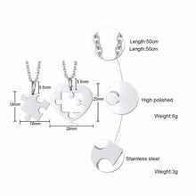 Load image into Gallery viewer, Autism Puzzle Piece Heart Necklace In Silver Color Hand Coin Women Men Neckalce Personalized Friendship Couples Jewelry